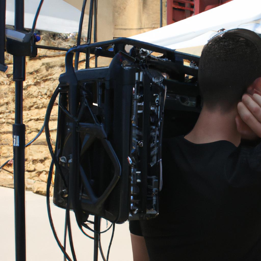 Person working with sound equipment